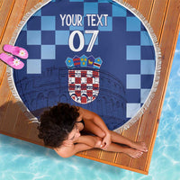 Croatia Football 2025 Custom Beach Blanket Blue Hrvatska Kockasti - Pula Arena