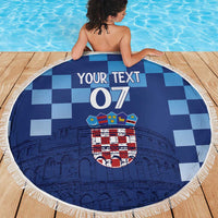 Croatia Football 2025 Custom Beach Blanket Blue Hrvatska Kockasti - Pula Arena