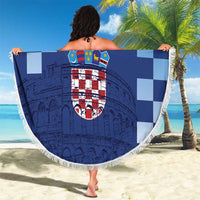 Croatia Football 2025 Custom Beach Blanket Blue Hrvatska Kockasti - Pula Arena