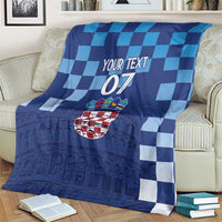 Croatia Football 2025 Custom Blanket Blue Hrvatska Kockasti - Pula Arena