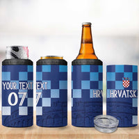 Croatia Football 2025 Custom 4 in 1 Can Cooler Tumbler Blue Hrvatska Kockasti - Pula Arena