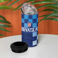 Croatia Football 2025 Custom 4 in 1 Can Cooler Tumbler Blue Hrvatska Kockasti - Pula Arena