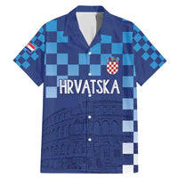 Croatia Football 2025 Custom Family Matching Mermaid Dress and Hawaiian Shirt Blue Hrvatska Kockasti - Pula Arena
