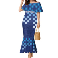 Croatia Football 2025 Custom Family Matching Mermaid Dress and Hawaiian Shirt Blue Hrvatska Kockasti - Pula Arena