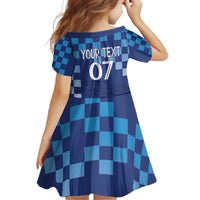 Croatia Football 2025 Custom Family Matching Off Shoulder Maxi Dress and Hawaiian Shirt Blue Hrvatska Kockasti - Pula Arena
