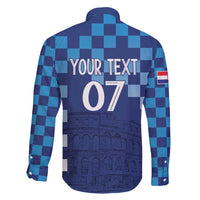 Croatia Football 2025 Custom Family Matching Tank Maxi Dress and Hawaiian Shirt Blue Hrvatska Kockasti - Pula Arena