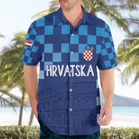 Croatia Football 2025 Custom Hawaiian Shirt Blue Hrvatska Kockasti - Pula Arena