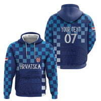 Croatia Football 2025 Custom Hoodie Blue Hrvatska Kockasti - Pula Arena
