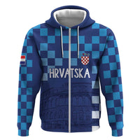 Croatia Football 2025 Custom Hoodie Blue Hrvatska Kockasti - Pula Arena
