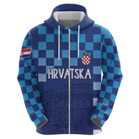 Croatia Football 2025 Custom Hoodie Blue Hrvatska Kockasti - Pula Arena