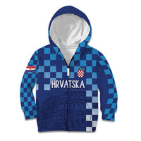 Croatia Football 2025 Custom Kid Hoodie Blue Hrvatska Kockasti - Pula Arena
