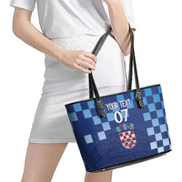 Croatia Football 2025 Custom Leather Tote Bag Blue Hrvatska Kockasti - Pula Arena