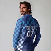 Croatia Football 2025 Custom Long Sleeve Polo Shirt Blue Hrvatska Kockasti - Pula Arena