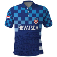 Croatia Football 2025 Custom Polo Shirt Blue Hrvatska Kockasti - Pula Arena