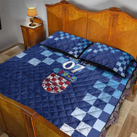 Croatia Football 2025 Custom Quilt Bed Set Blue Hrvatska Kockasti - Pula Arena