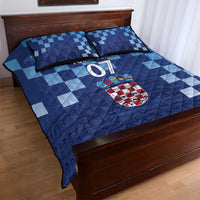 Croatia Football 2025 Custom Quilt Bed Set Blue Hrvatska Kockasti - Pula Arena