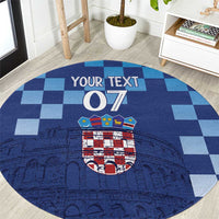 Croatia Football 2025 Custom Round Carpet Blue Hrvatska Kockasti - Pula Arena
