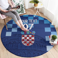 Croatia Football 2025 Custom Round Carpet Blue Hrvatska Kockasti - Pula Arena