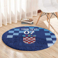 Croatia Football 2025 Custom Round Carpet Blue Hrvatska Kockasti - Pula Arena