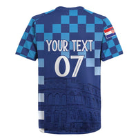 Croatia Football 2025 Custom Rugby Jersey Blue Hrvatska Kockasti - Pula Arena