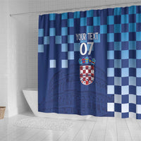 Croatia Football 2025 Custom Shower Curtain Blue Hrvatska Kockasti - Pula Arena