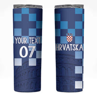 Croatia Football 2025 Custom Skinny Tumbler Blue Hrvatska Kockasti - Pula Arena