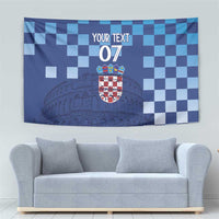 Croatia Football 2025 Custom Tapestry Blue Hrvatska Kockasti - Pula Arena