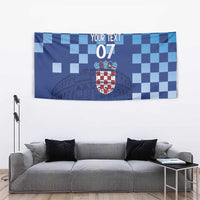 Croatia Football 2025 Custom Tapestry Blue Hrvatska Kockasti - Pula Arena