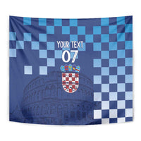 Croatia Football 2025 Custom Tapestry Blue Hrvatska Kockasti - Pula Arena