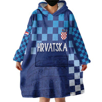 Croatia Football 2025 Custom Wearable Blanket Hoodie Blue Hrvatska Kockasti - Pula Arena