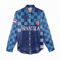 Croatia Football 2025 Custom Women Casual Shirt Blue Hrvatska Kockasti - Pula Arena