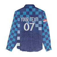 Croatia Football 2025 Custom Women Casual Shirt Blue Hrvatska Kockasti - Pula Arena