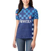 Croatia Football 2025 Custom Women Polo Shirt Blue Hrvatska Kockasti - Pula Arena