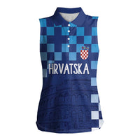 Croatia Football 2025 Custom Women Sleeveless Polo Shirt Blue Hrvatska Kockasti - Pula Arena