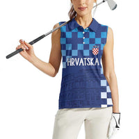 Croatia Football 2025 Custom Women Sleeveless Polo Shirt Blue Hrvatska Kockasti - Pula Arena