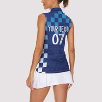 Croatia Football 2025 Custom Women Sleeveless Polo Shirt Blue Hrvatska Kockasti - Pula Arena