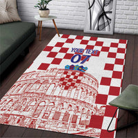 Croatia Football 2025 Custom Area Rug White Hrvatska Kockasti - Pula Arena