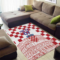 Croatia Football 2025 Custom Area Rug White Hrvatska Kockasti - Pula Arena
