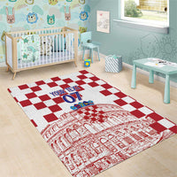 Croatia Football 2025 Custom Area Rug White Hrvatska Kockasti - Pula Arena