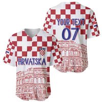 Croatia Football 2025 Custom Baseball Jersey White Hrvatska Kockasti - Pula Arena
