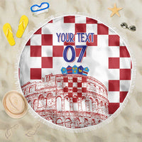 Croatia Football 2025 Custom Beach Blanket White Hrvatska Kockasti - Pula Arena