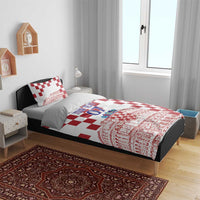 Croatia Football 2025 Custom Bedding Set White Hrvatska Kockasti - Pula Arena