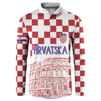 Croatia Football 2025 Custom Button Sweatshirt White Hrvatska Kockasti - Pula Arena