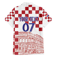 Croatia Football 2025 Custom Family Matching Long Sleeve Bodycon Dress and Hawaiian Shirt White Hrvatska Kockasti - Pula Arena