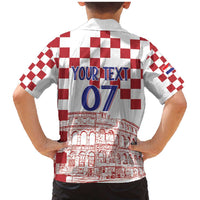 Croatia Football 2025 Custom Family Matching Mermaid Dress and Hawaiian Shirt White Hrvatska Kockasti - Pula Arena