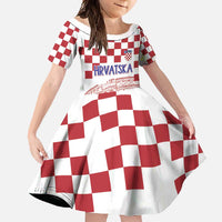 Croatia Football 2025 Custom Family Matching Off Shoulder Maxi Dress and Hawaiian Shirt White Hrvatska Kockasti - Pula Arena