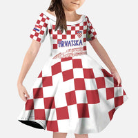 Croatia Football 2025 Custom Family Matching Puletasi and Hawaiian Shirt White Hrvatska Kockasti - Pula Arena
