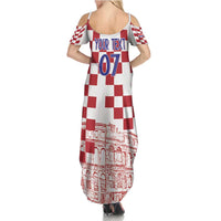 Croatia Football 2025 Custom Family Matching Summer Maxi Dress and Hawaiian Shirt White Hrvatska Kockasti - Pula Arena