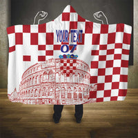 Croatia Football 2025 Custom Hooded Blanket White Hrvatska Kockasti - Pula Arena