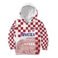 Croatia Football 2025 Custom Kid Hoodie White Hrvatska Kockasti - Pula Arena